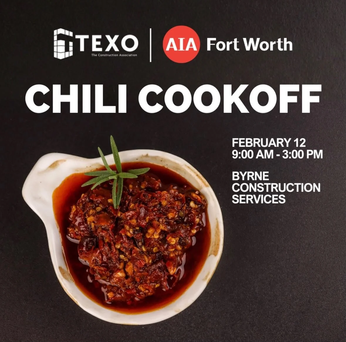Calling all Chili fans! 🌶️ Don&rsquo;t miss our Chili Cook Off this Thursday with @texotheconstructionassociation 🙌🏼
 
Enjoy live music, drinks, and lots of chili. Be sure to cast your vote for the People&rsquo;s Choice Award! 

Thursday, February