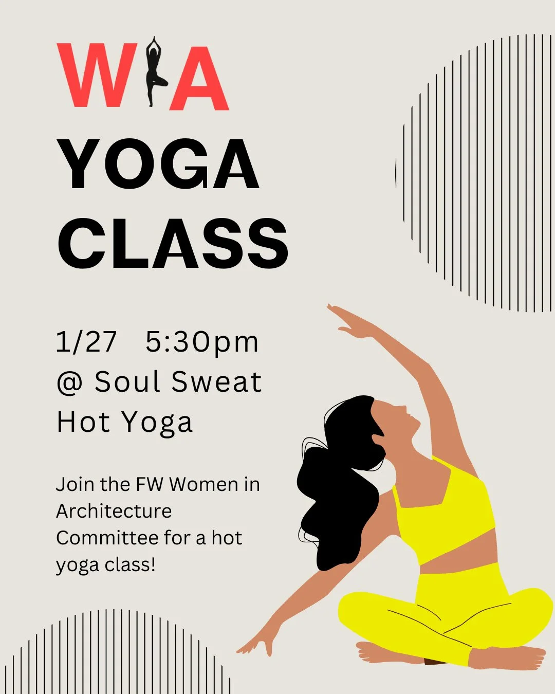 Start the new year off right with a yoga class with FW #WomeninArchitecture!⁠
Special AIA rate: $12⁠
⁠
Sign up now with #linkinbio ⁠
⁠
#YogaClass #NewYearsResolution #FortWorth #FortWorthArchitects