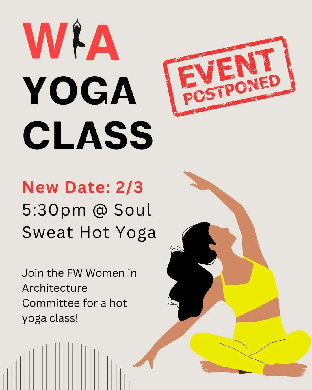 Due to the weather we are pushing our Women in Architecture hot yoga to next Tuesday! Come join us - we still have spots available! ⁠
⁠
Register with the #LinkinBio⁠
⁠
#WomeninArchitecture #WomeninDesign #FortWorth⁠
#HotYoga