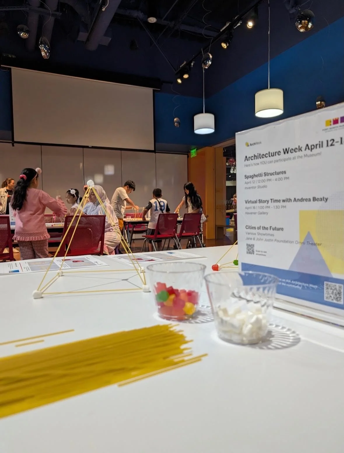 We kicked off #ArchitectureWeek yesterday with a Spaghetti Structures event at @fwmsh 🙌🏼 Big thanks to @jacobsconnects for sponsoring this event! 

We loved seeing the creativity from these young builders.  Check out everything else we have planned