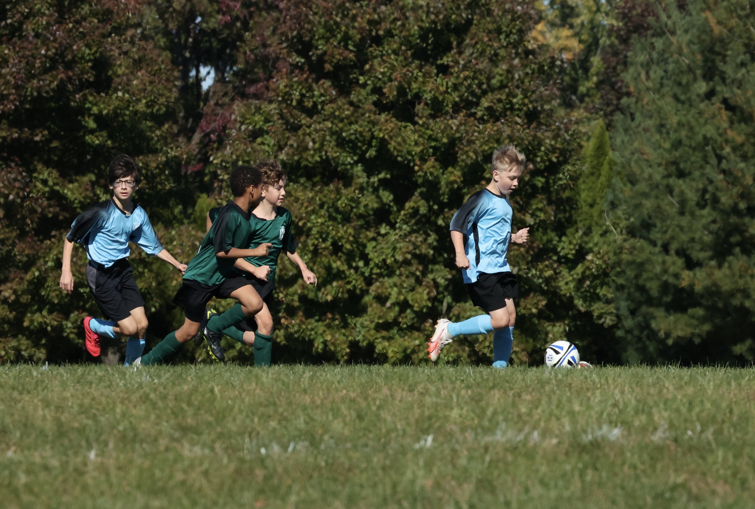  Brayden takes control of the ball 