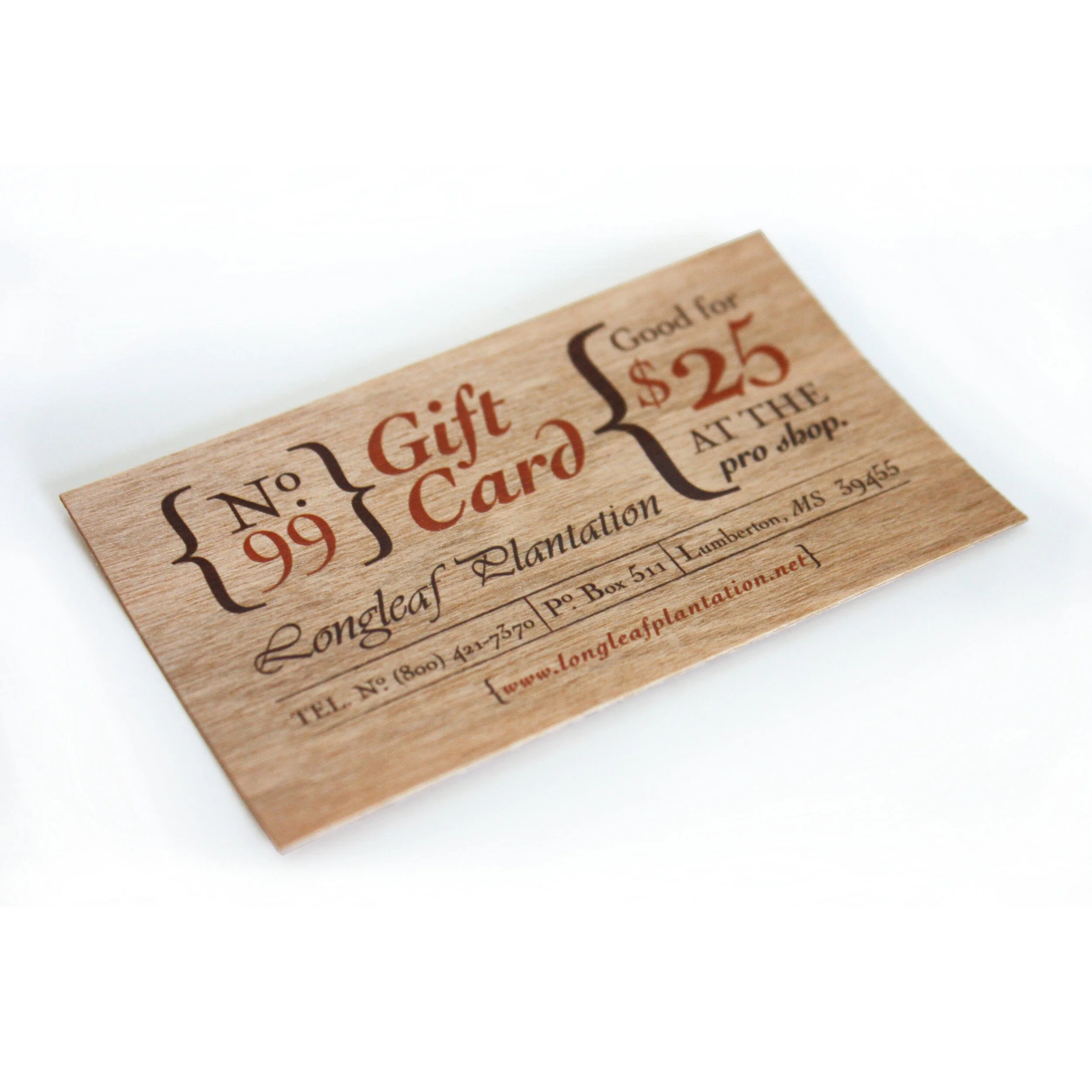 Gift Card printed on wood