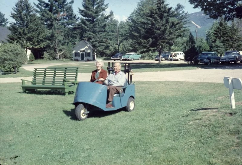 221 p 1956 Mrs. John Norton & Ed Lorenz Sr. in the “Caddy-lack”.jpg