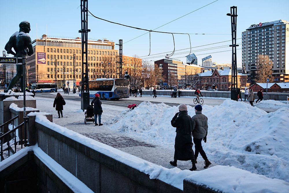 Lunta Hämeenkadulla. Talvi Tampereella