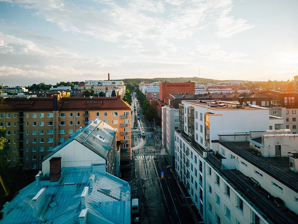 Dronekuva Nalkalasta. Satamakatu Tampere