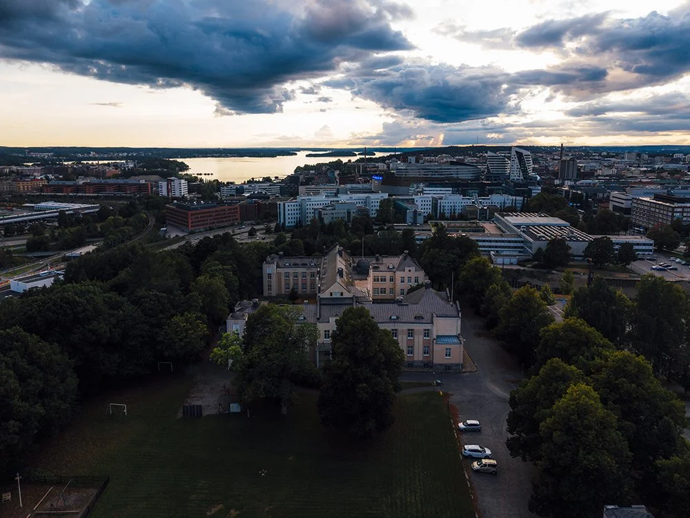 Ilmakuva Kalevanharjulta. Tampereen yleinen sairaala.
