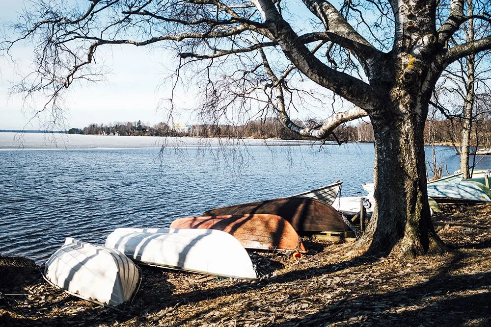 Veneitä Tahmelan rannassa
