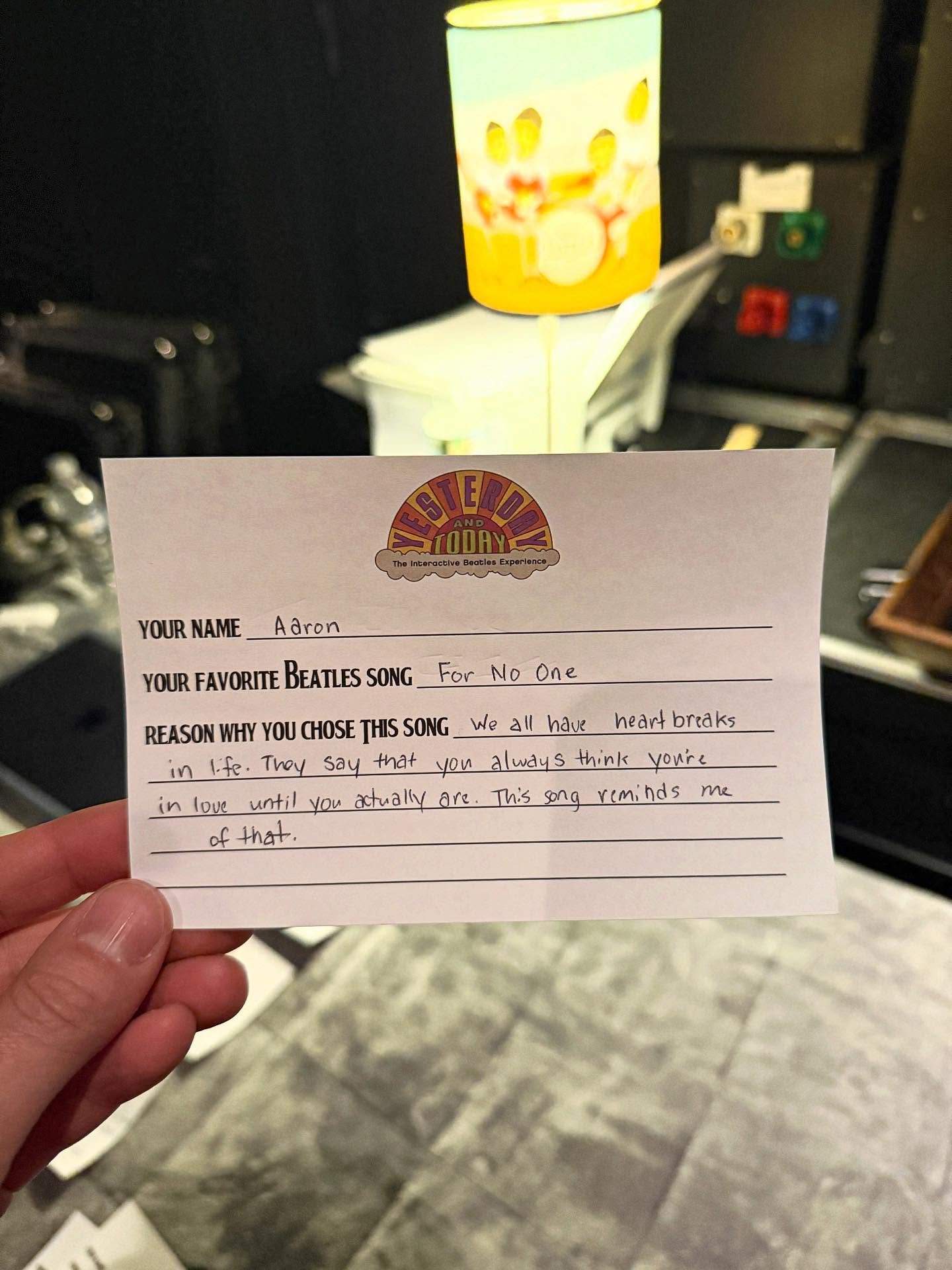 &ldquo;We all have heartbreaks in life. They say that you always think you&rsquo;re in love until you actually are. This song reminds me of that.&rdquo; - Aaron
