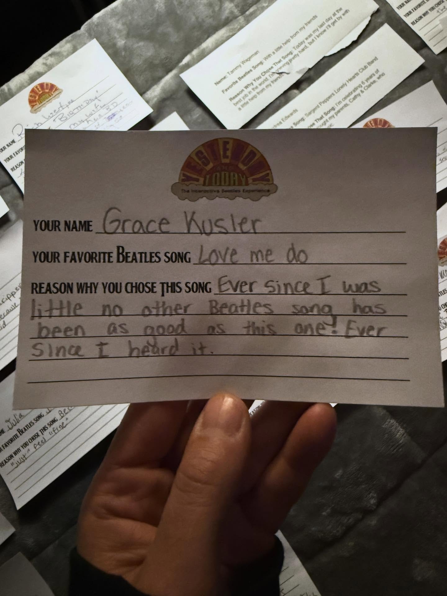 &ldquo;Ever since I was little no other Beatles song has been as good as this one! Ever since I heard it.&rdquo; - Grace