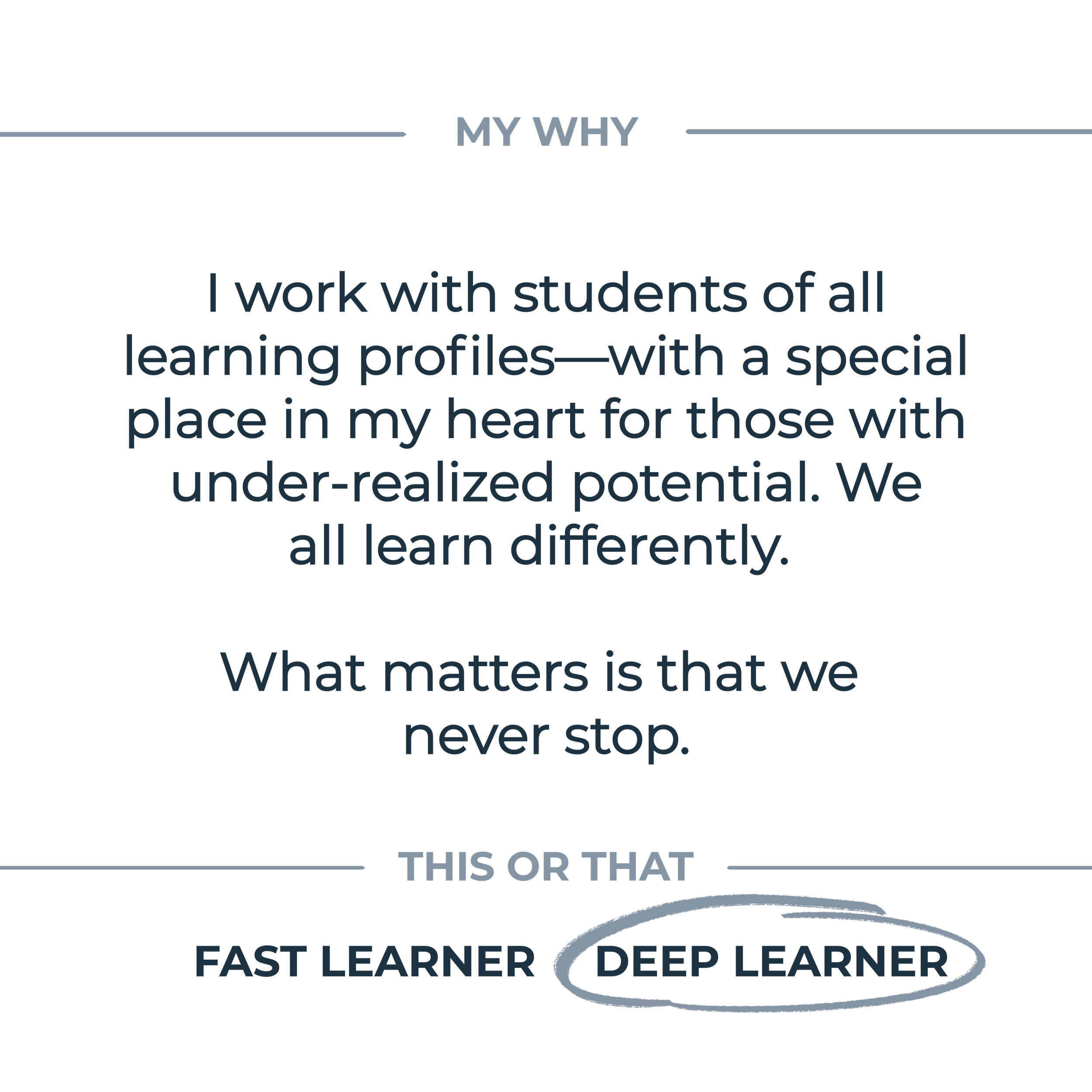 Quote about learning styles and educational methods with circular design elements.