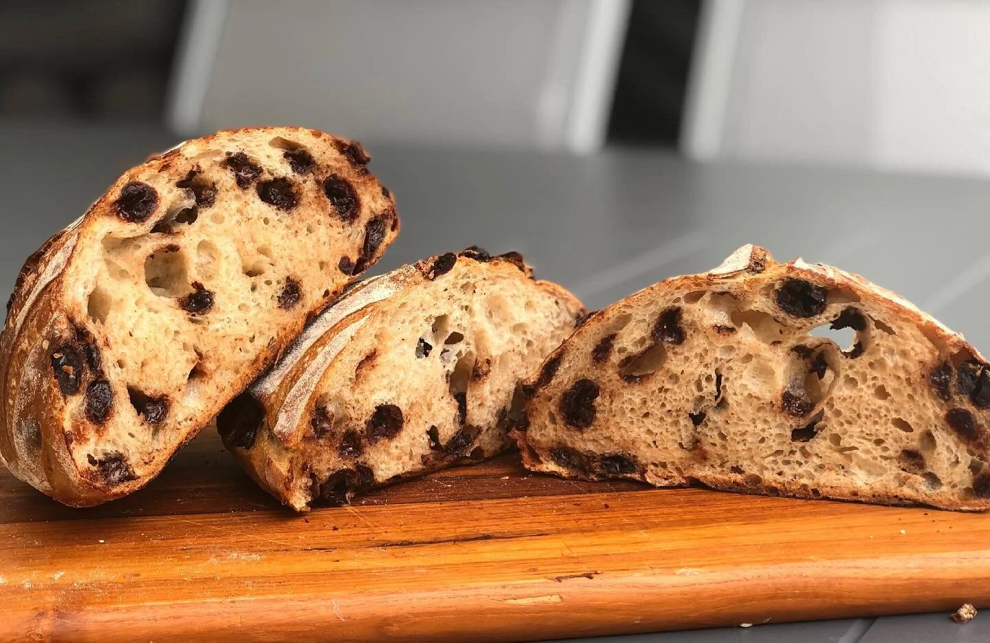 This week&rsquo;s Newbie: Dark Chocolate &amp; Cherry Sourdough. 

30% organic white whole wheat, increased hydration to 85% and added 30% Dark choc and soaked cherries. Maybe too much choc? Is that even a thing??!!

Need to improve rise next time 🤷