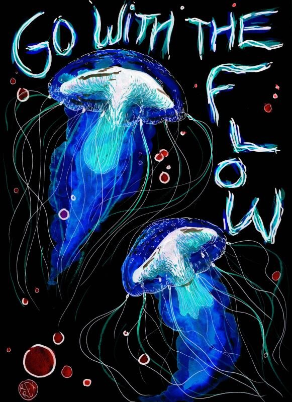 Go With The Flow watercolor,  2016