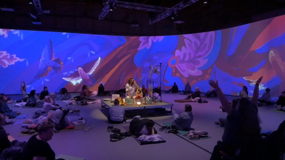 Julia Francis performs a sound bath at Tacoma Arts Live