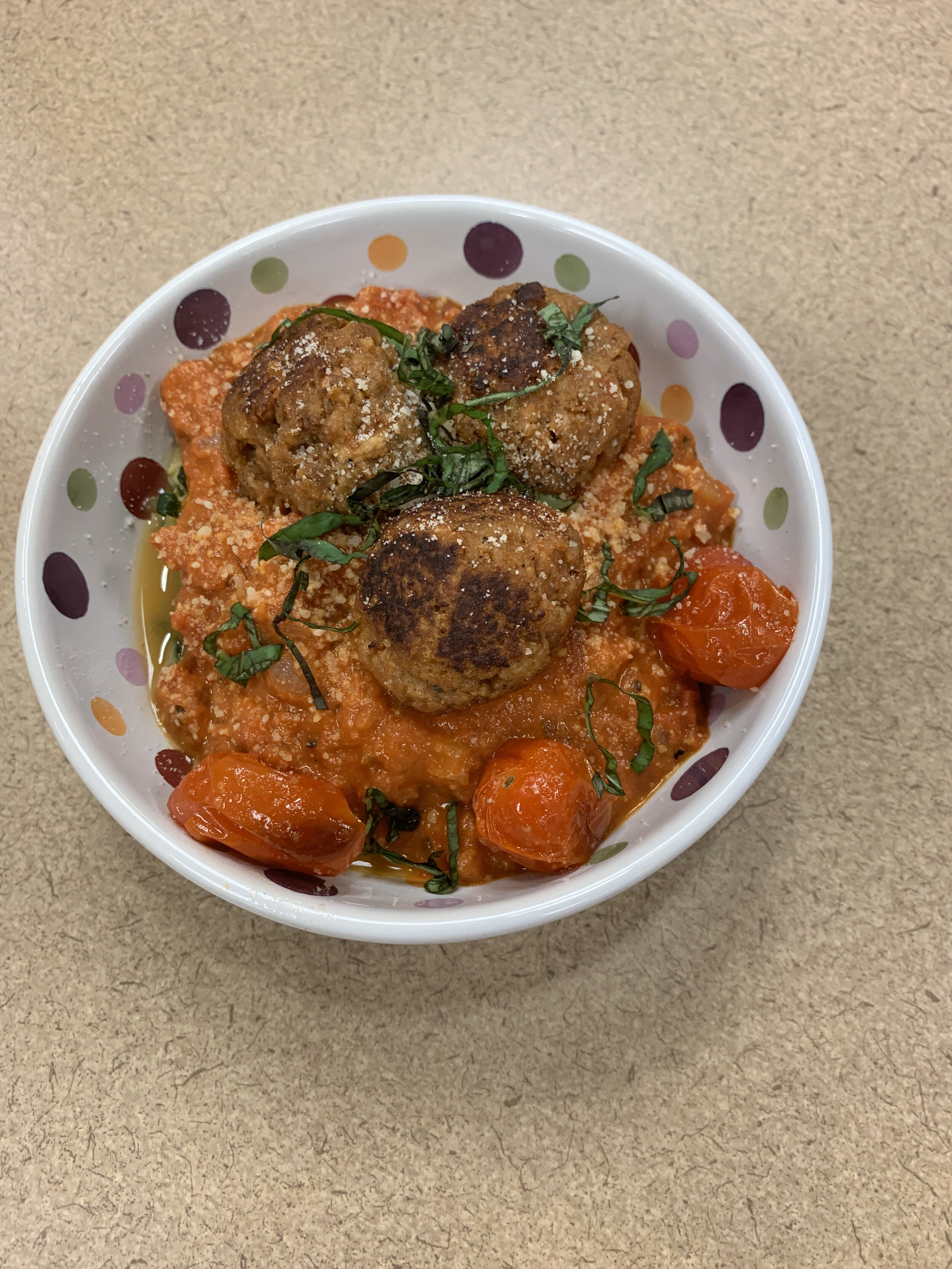 A meatball dish created by a student group during a group activity (Copy) (Copy)