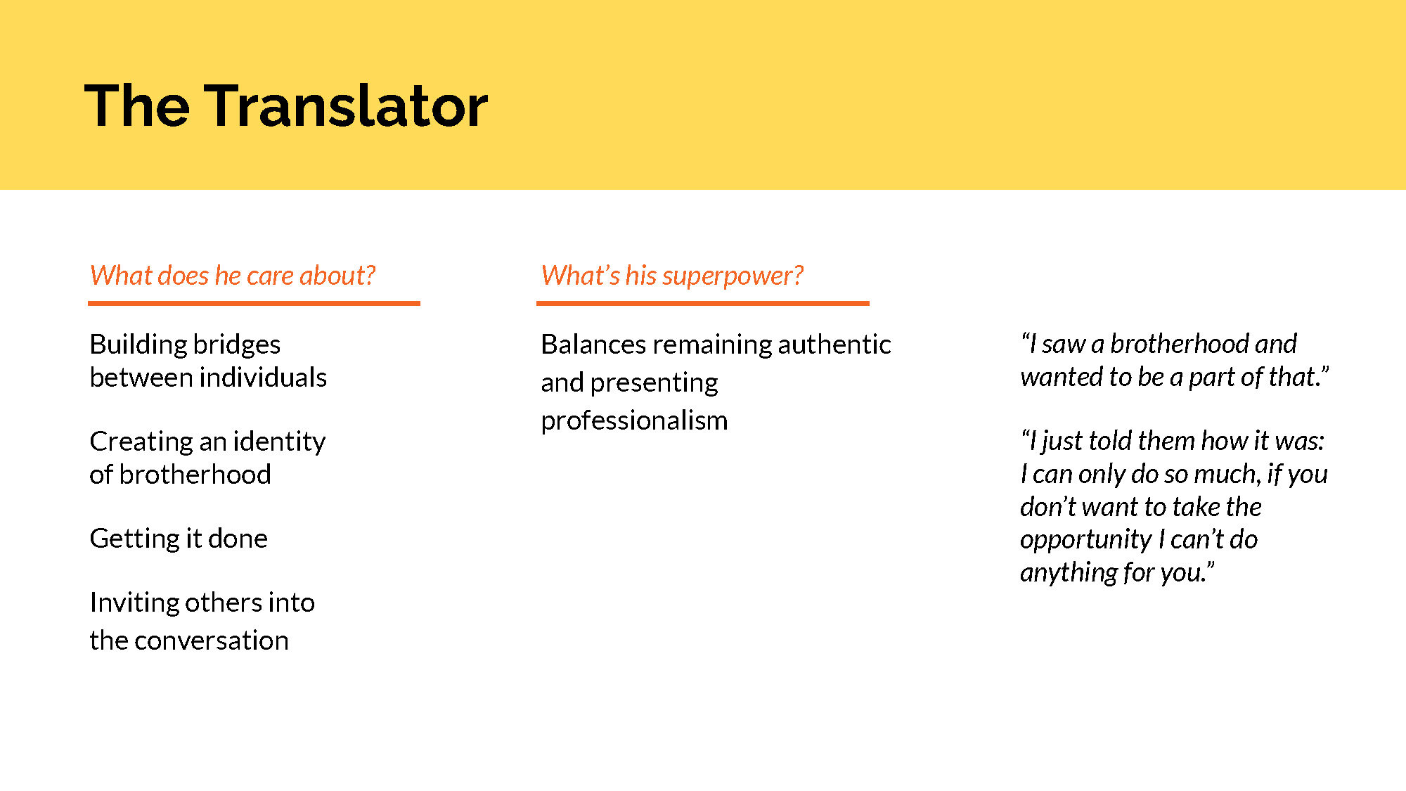 Overview of The Translator Persona