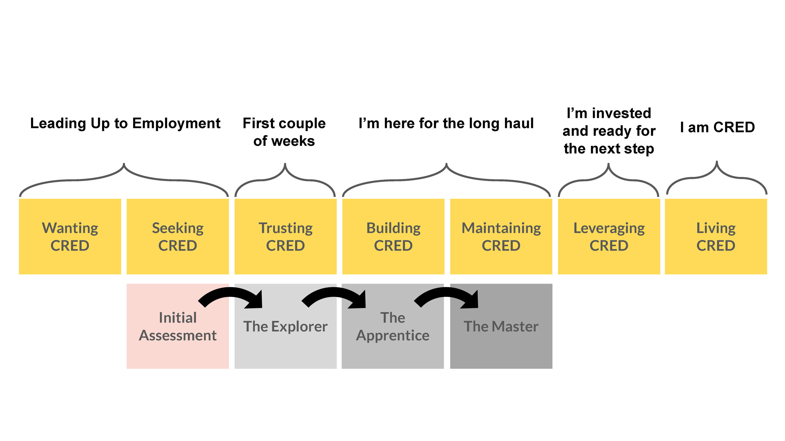 the CRED participant journey with assessment integrated
