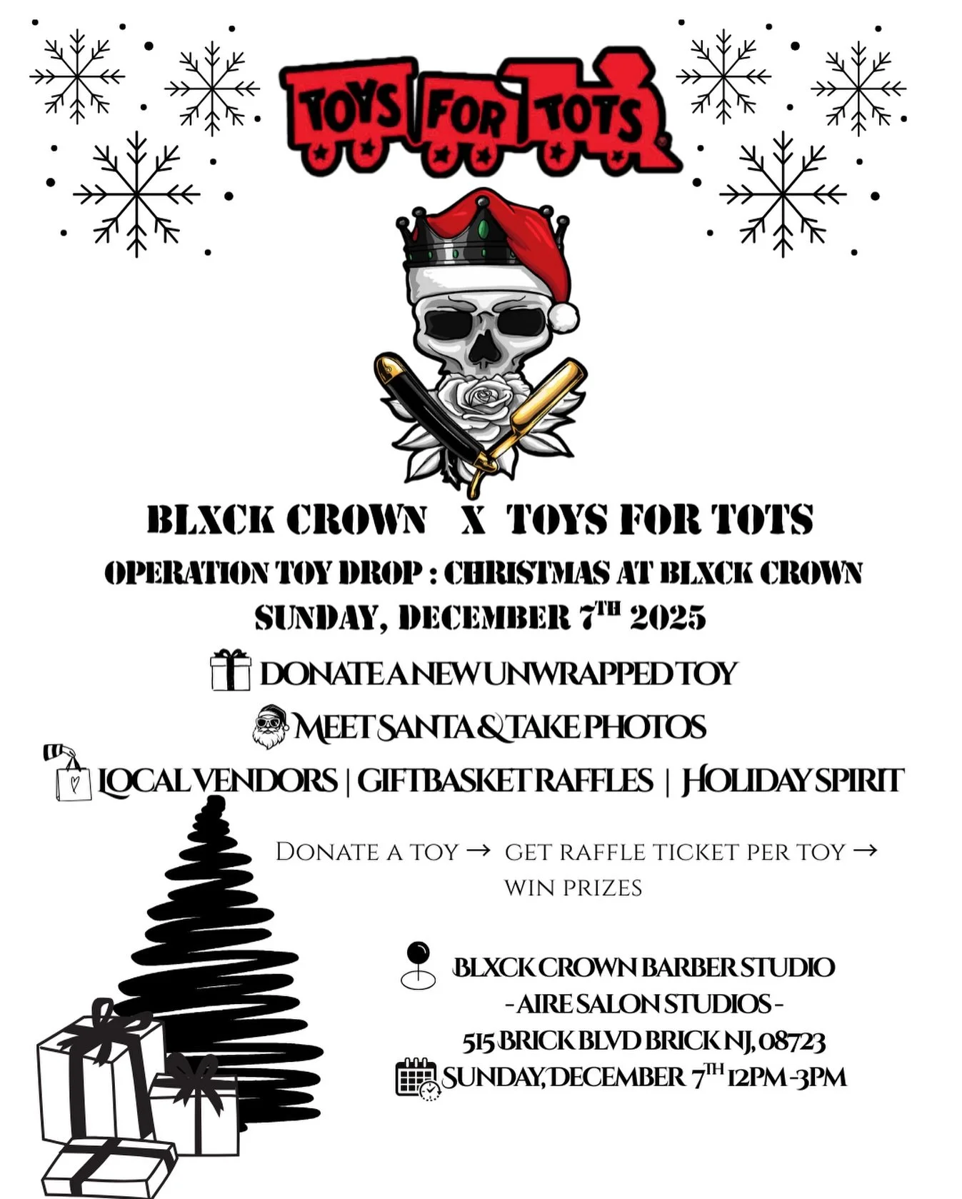 Brick is showing up big this year. 🎁✨

@blxck_crown_barberstudio is hosting a Toys for Tots drive, and the doors are open for anyone who wants to spread some real Christmas magic. Drop off a new unwrapped toy, meet Santa, shop local vendors, grab ra