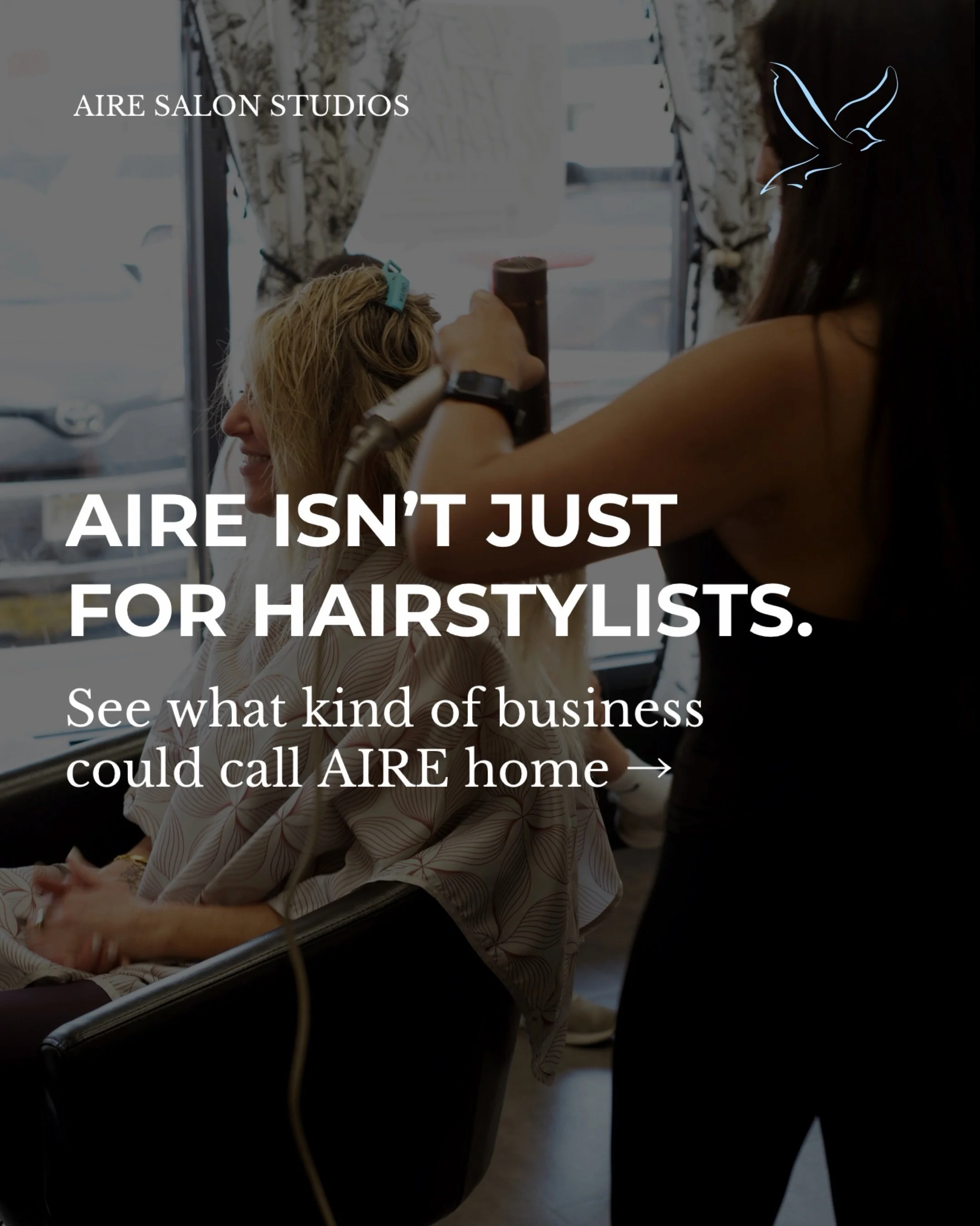 AIRE looks a little different depending on who&rsquo;s behind the door. 

AIRE is home to all kinds of independent beauty + wellness businesses, and some of them probably aren&rsquo;t the first thing you picture when you hear &ldquo;salon studios.&rd