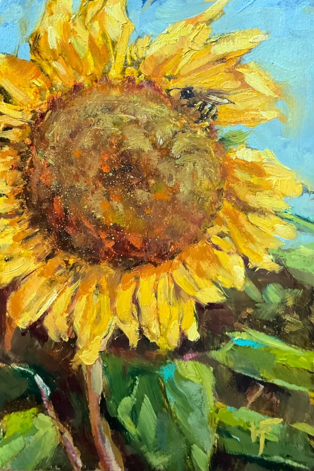HILARY_FARMER_2026_Ink-Oil-Painting-Vertical_SUNFLOWER_BEE_MINI.jpg