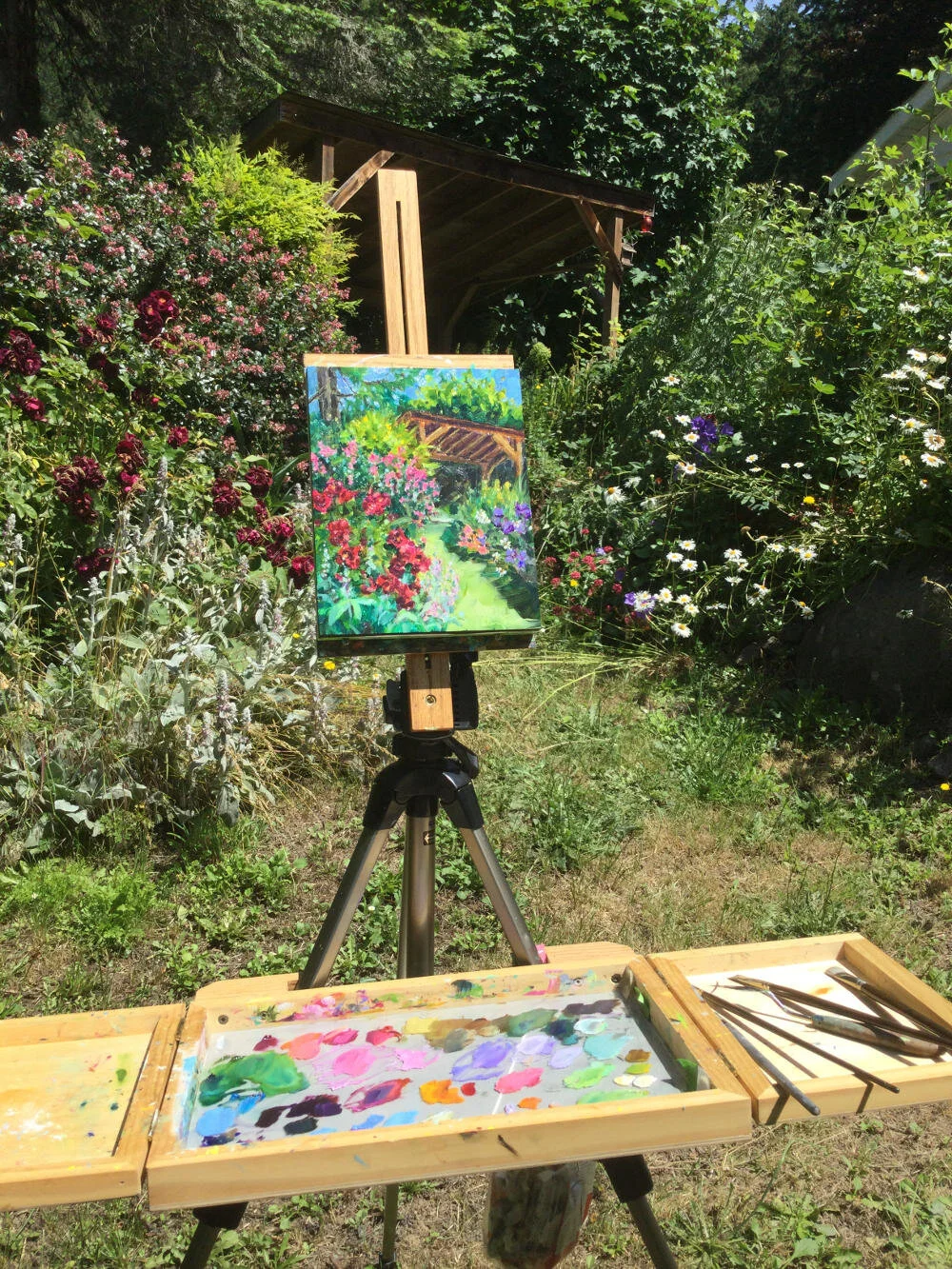 HILARY_FARMER_2021_Oil-Painting-Vertical_MARGARETS_GARDEN_Setup.JPG