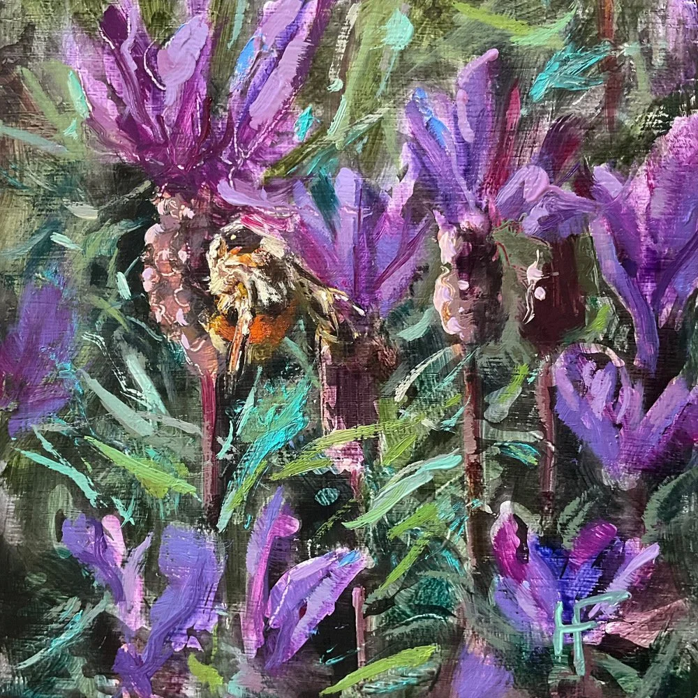 HILARY_FARMER_2025_Ink-Oil-Painting-Square_LAVENDER_BEE_MINI.jpg