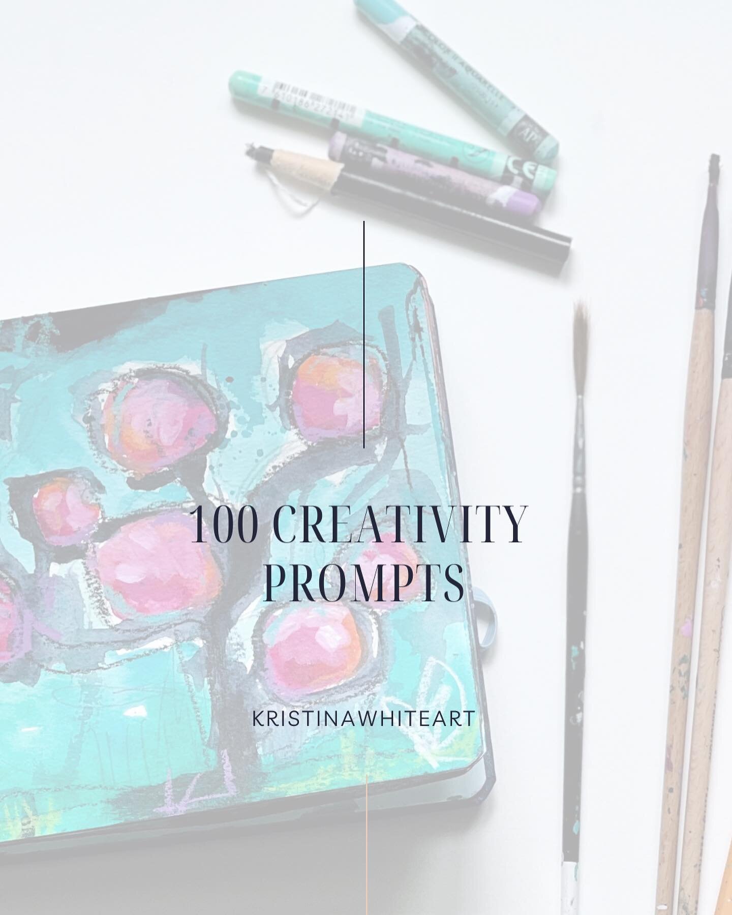 Now available!✨
100 Creativity Prompts.
A list of thought provoking prompts that you can use daily for any creative pursuit! These are the very same exercises that I have used to create a daily page in my sketchbook for all of this year. Discovering 