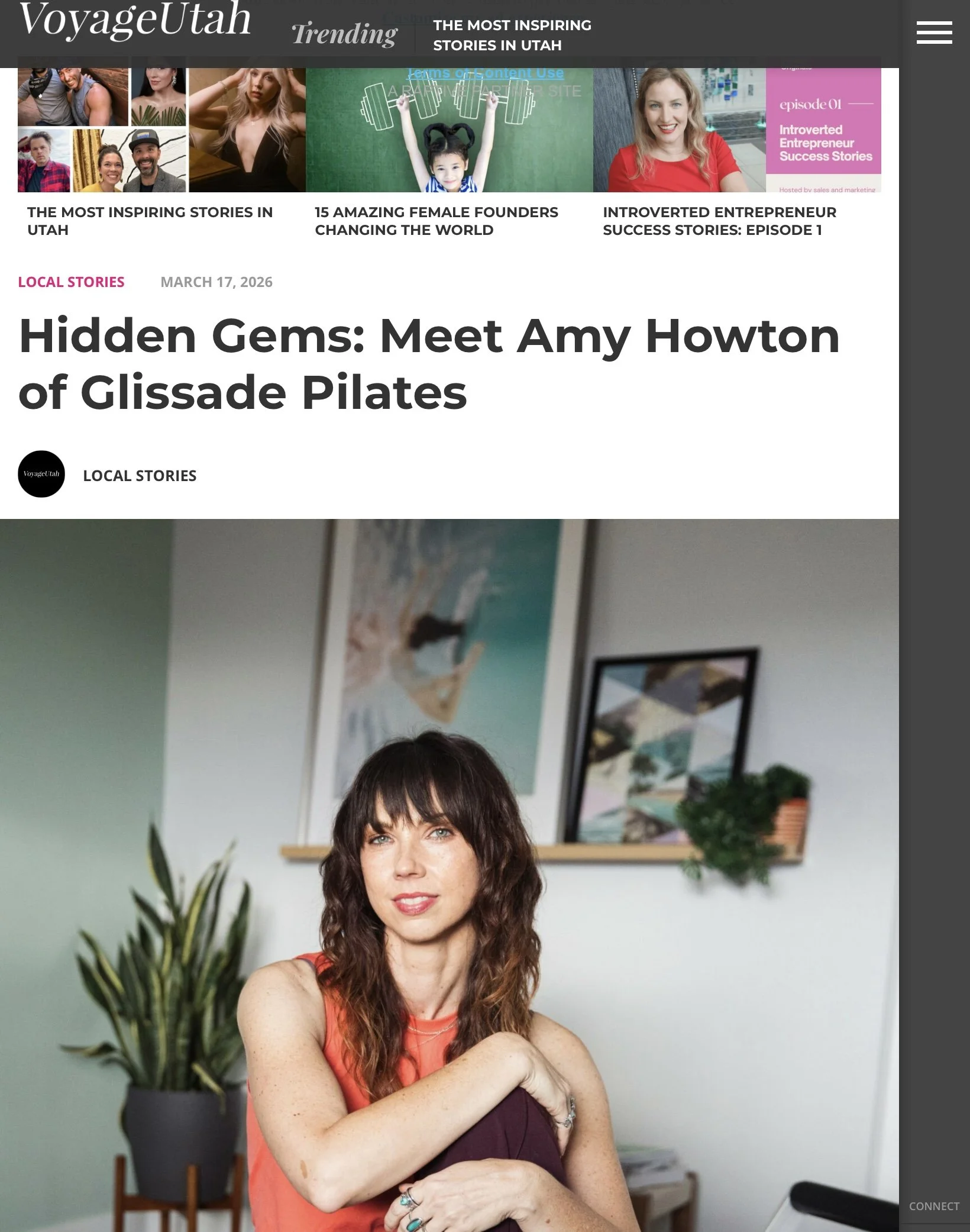 Glissade Pilates featured in Voyage Utah magazine