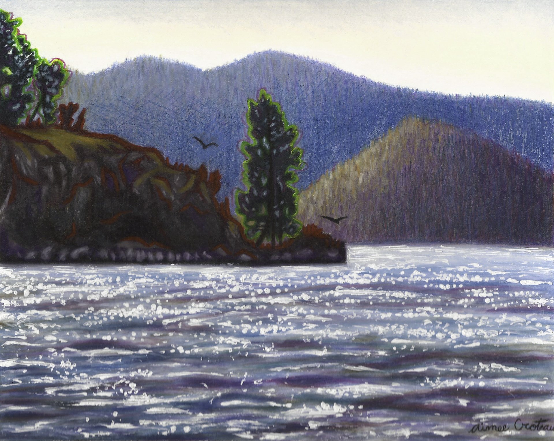 Playful Morning , colored pencil, 8 x 10 inches, 2023.