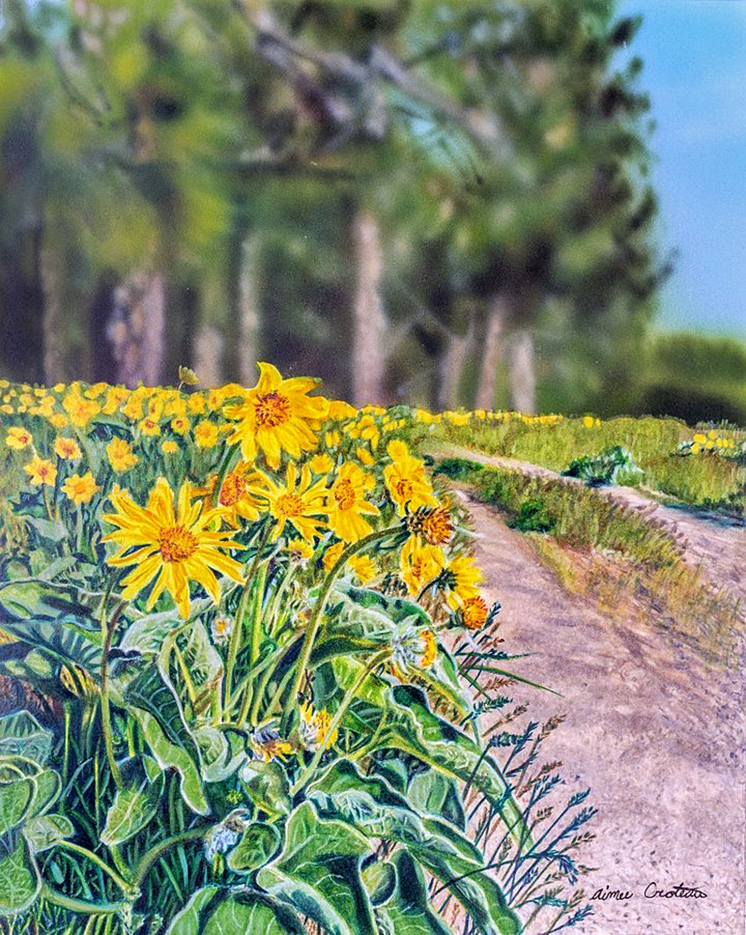 Brush on the Bluff 2022 , airbrush and colored pencil, 8 x 10 inches, 2022.