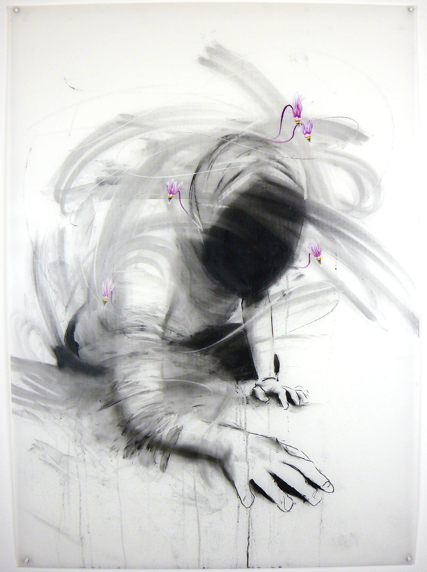 Frigid Shooting Star
charcoal, pastel pencil, and colored pencil,
42 x 30 inches,
2021