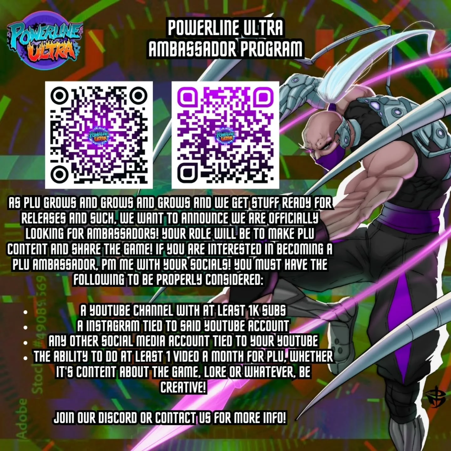 FIGHTERS!

LISTEN UP!

As PLU grows and grows and grows and we get stuff ready for releases and such, we want to announce we are officially looking for ambassadors! Your role will be to make PLU content and share the game! If you are interested in be