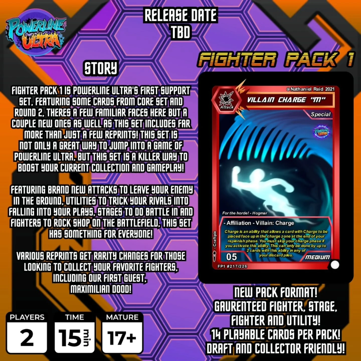 Fighter Pack 1!

The best of the first and second sets collide in this epic set, featuring fighters and stages old and new! With problem solving text and a modern look, Powerline Ultra - Fighting Trading Card Game gives you a brand new way to jump in
