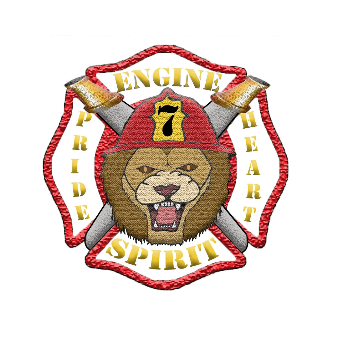 In the final logo, I included many elements. One thing I included is Engine 7 which is the truck that this design will be featured on. Due to the Yaphank Fire Department being located in the Longwood School District, I incorporated the Longwood Lion.