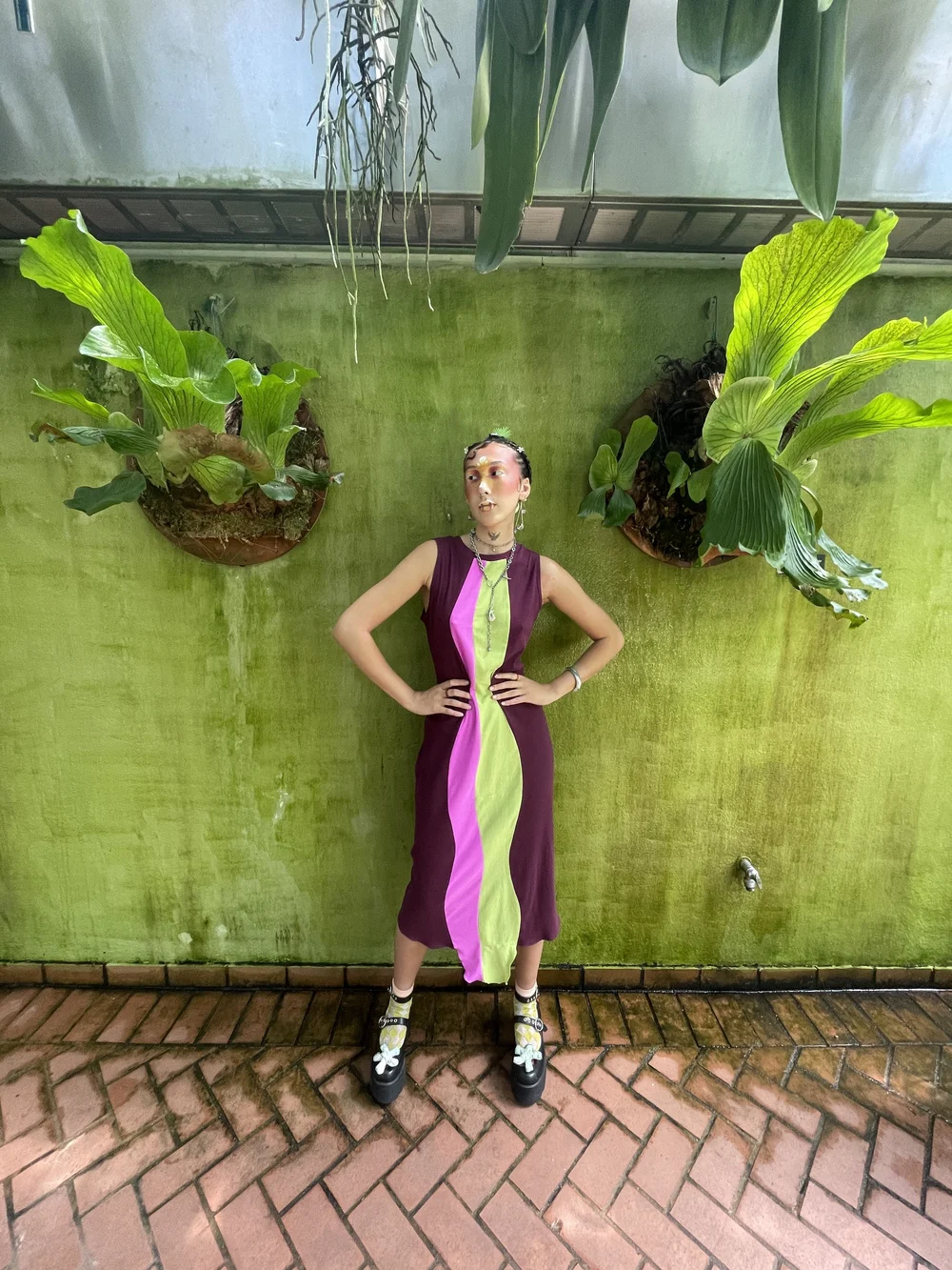 LOGAN BLAGG Vertical Swirl Dress  LAGOON