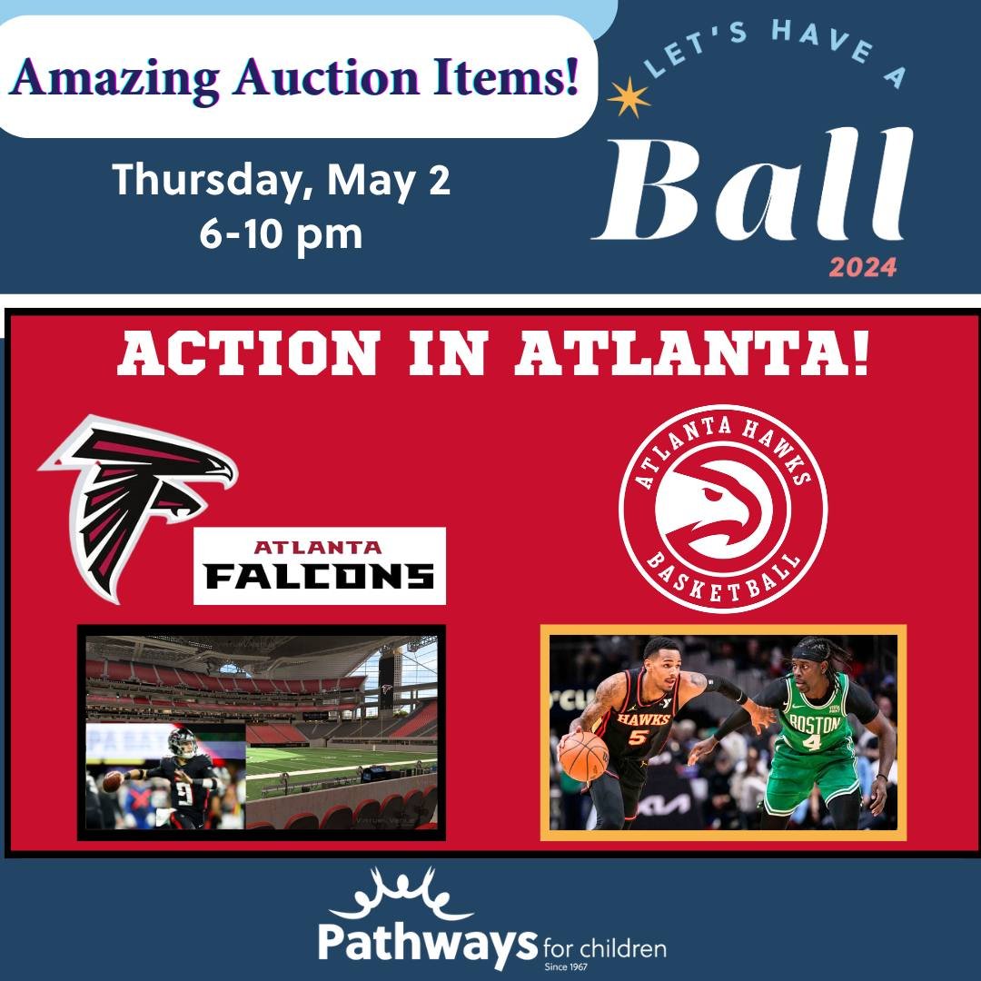 Attention sports fans -check out this live auction item for the annual Let's Have a Ball Gala on Thursday, May 2nd at Danversport!

#letshaveaball2024 #auction #pathwaysforchildren #atlantafalcons #AtlantaHawks