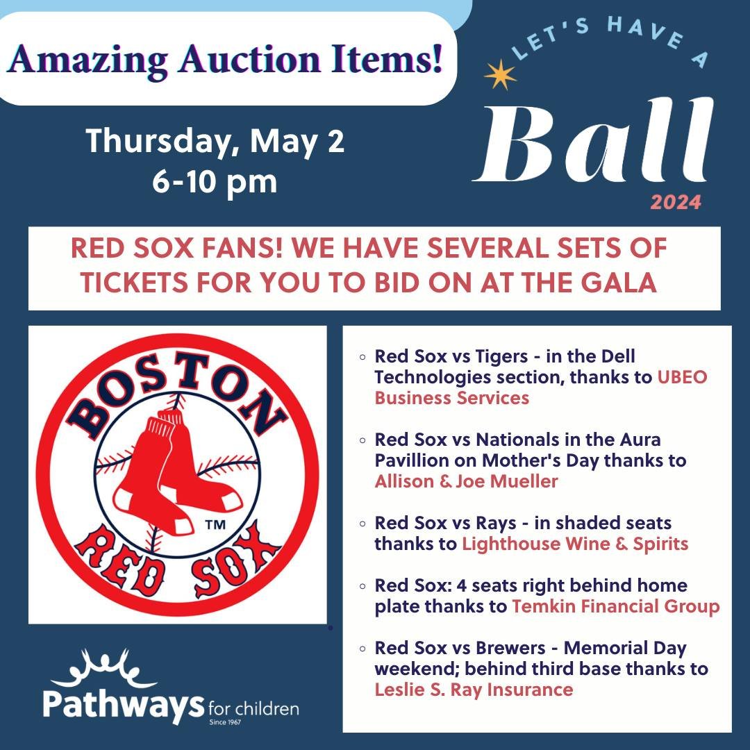 We will see you at the Let's Have a Ball Gala this Thursday! 

#letshaveaball2024 #PathwaysforChildren #Redsox #auction