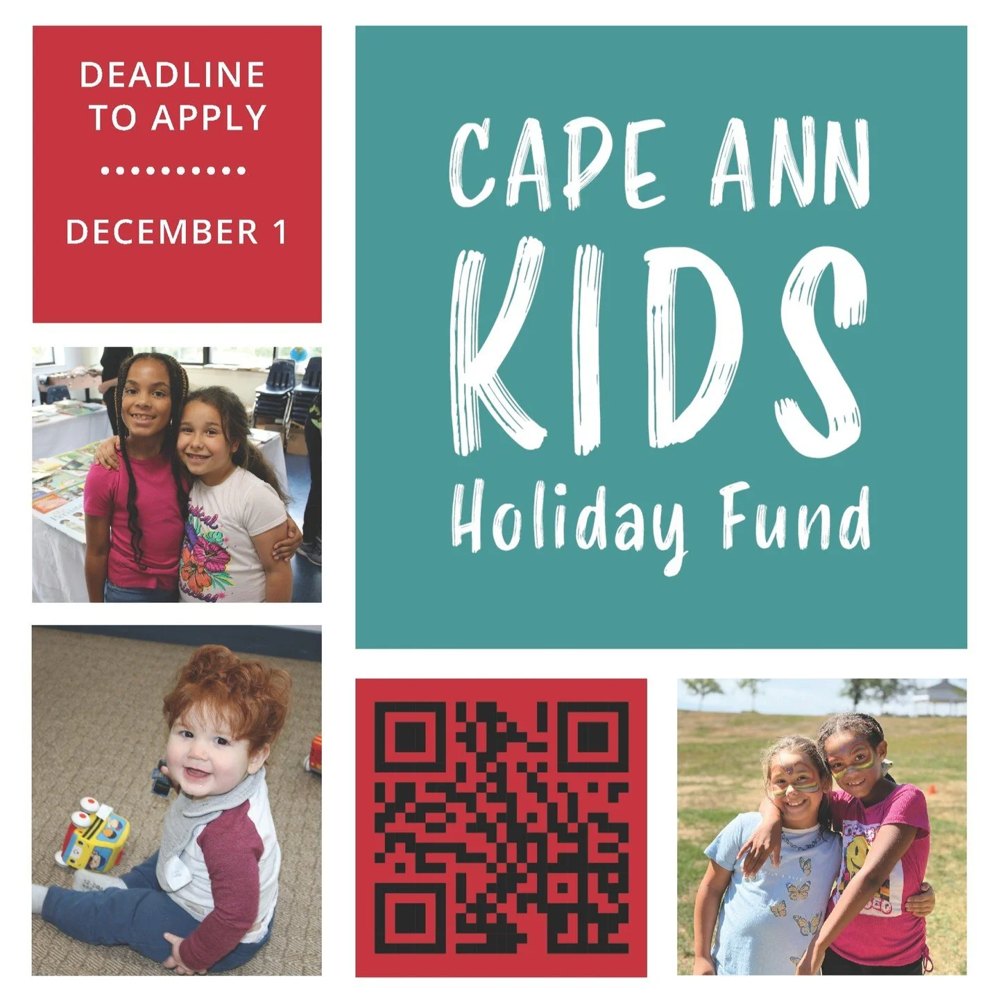 Applications for the 2025 Cape Ann Kids Holiday Fund are NOW AVAILABLE!

If you live in Gloucester, Rockport, Manchester By-The-Sea, Essex, or Ipswich, you can begin your application today by visiting www.capeannkids.org.

#capeannkidsholidayfund #pa