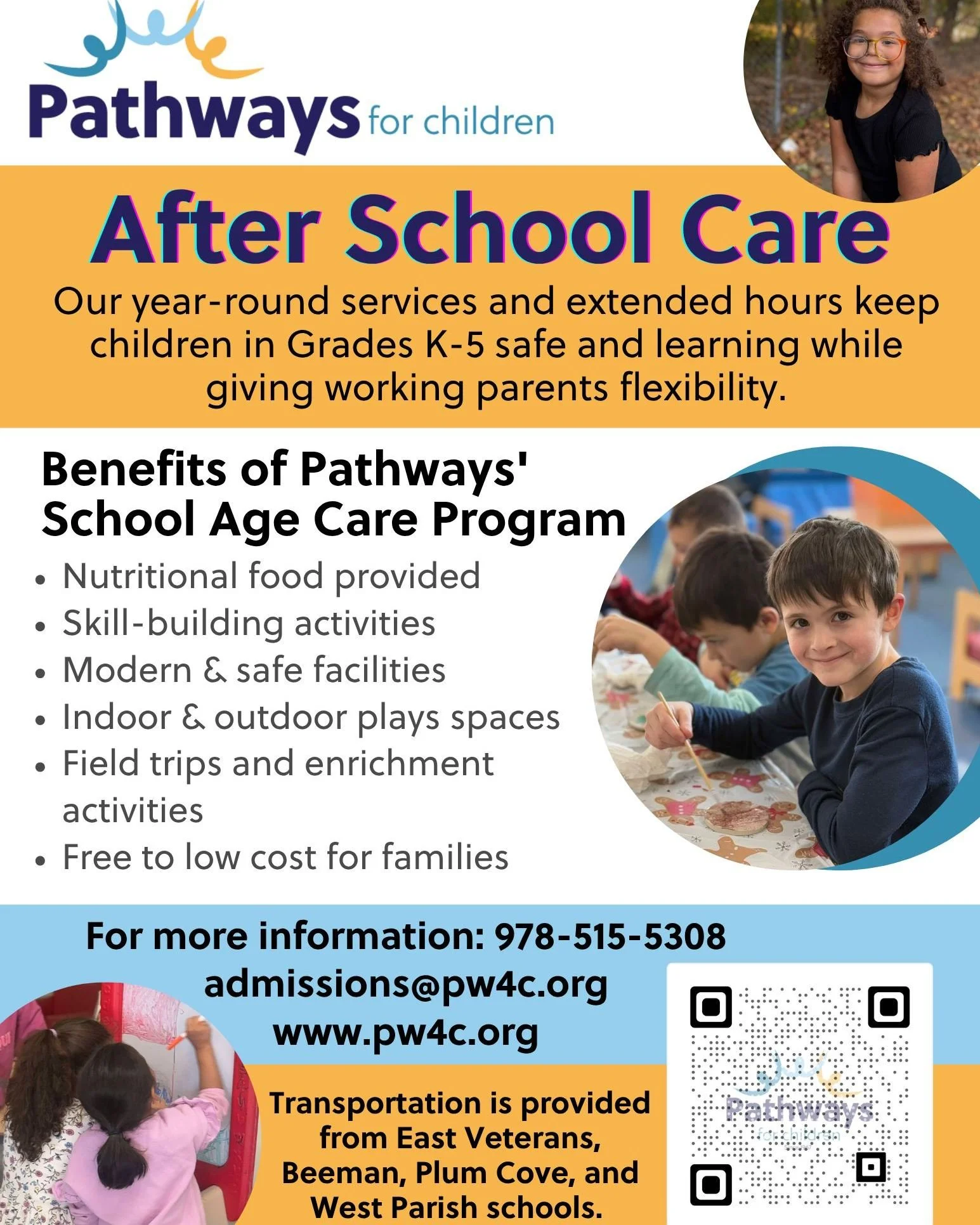 Learn more about our After School Care program at Pathways in Gloucester at pw4c.org/school-age-care or email admissions@pw4c.org. 

#afterschoolcaregloucesterma #pathwaysforchildren #workingparents