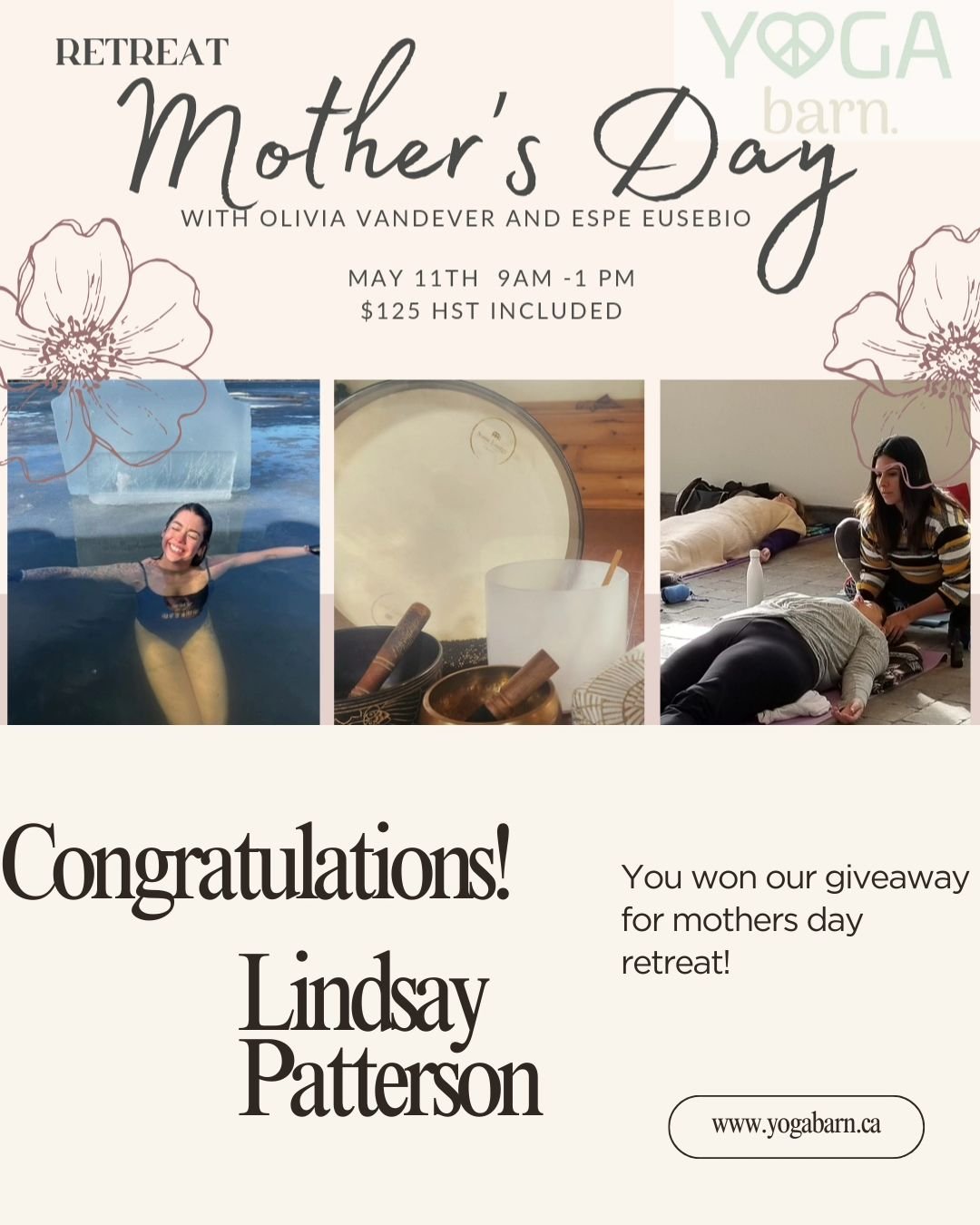 And the winner is Lindsay Patterson!! @lindsspatterson :) we can't wait to see you tomorrow at the studio!!😍

Happy Mothers day 💓!!

#Namaste