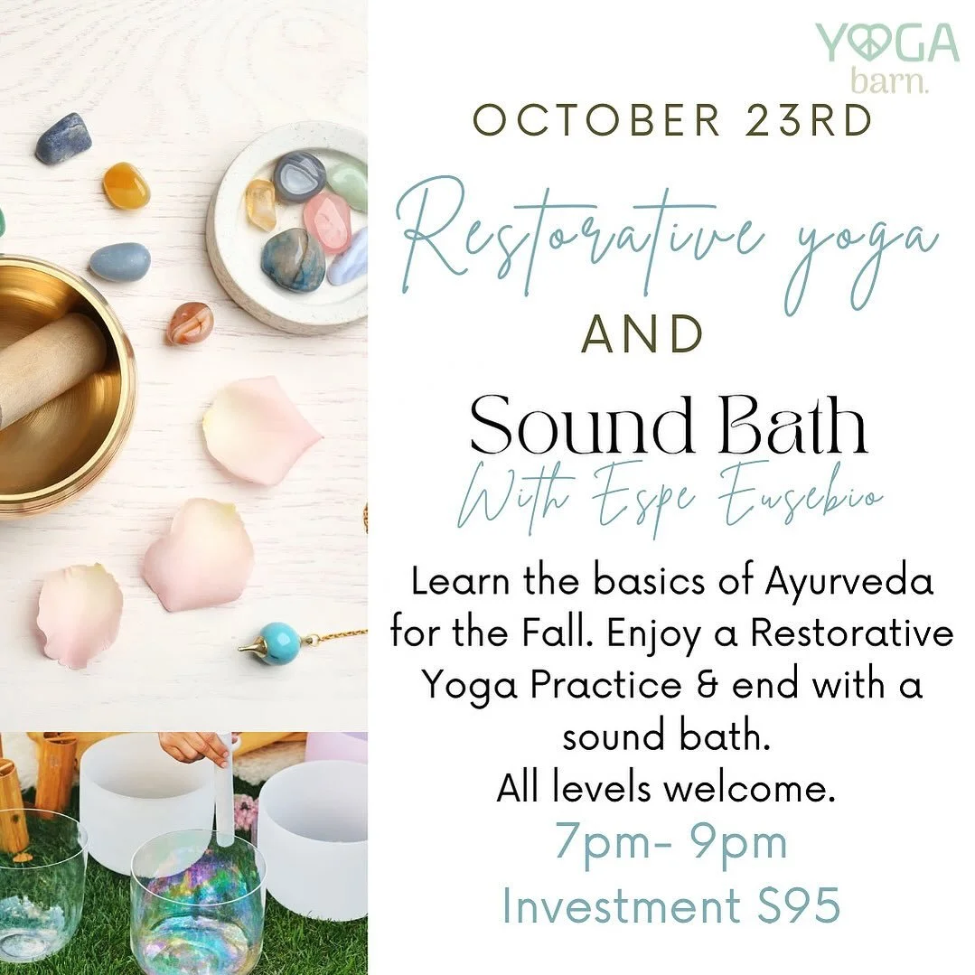 🍂 Restorative Yoga &amp; Sound Bath ✨
Take a mindful pause this fall to nurture your body and calm your mind.

Join Espe Eusebio for an evening of deep rest and grounding &mdash; blending Ayurveda wisdom, restorative yoga, and a soothing sound bath 