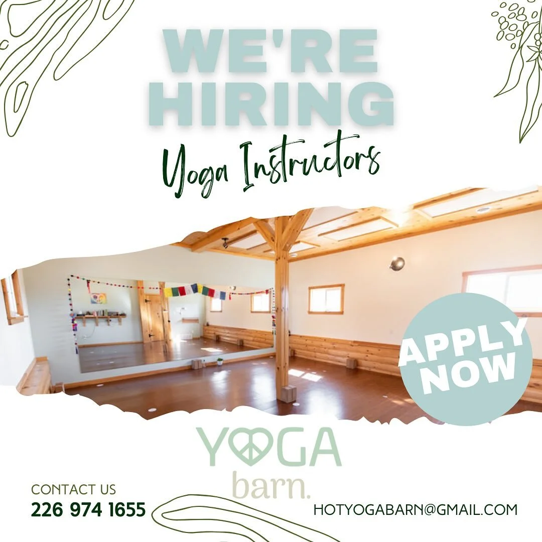 ๐ง‍โ๏ธ We’re Hiring Yoga Instructors! ๐ฟ
The Yoga Barn is looking for passionate and reliable yoga teachers to join our community! โจ
We currently have openings for:
๐ฅ Monday 10:30 AM
๐ Monday 7:00 PM
๐ Thursday 7:00 PM
๐ Saturday 10:30