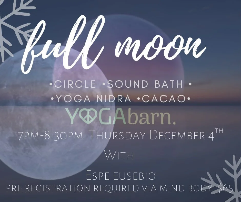 On the final full moon of the year, we gather at Yoga Barn for a night of lunar magic &mdash; a sacred space to release the old, awaken the inner light, and call in the energies that are ready to meet you.

Under the energy of the full moon, we&rsquo