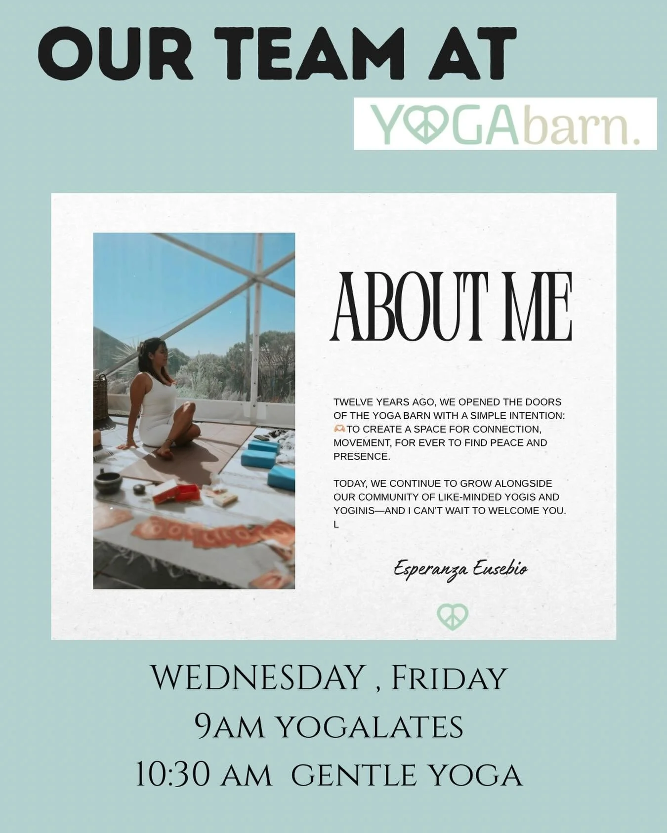 Meet our team of educators!! 

Twelve years ago, we opened the doors of the Yoga Barn with a simple intention: to create a space for connection, movement, and presence. Today, we continue to grow alongside our community of like-minded yogis and yogin