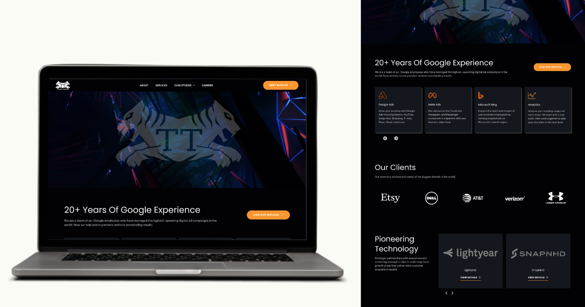 Tiger Tracks was ready for a new website that truly showcased their cutting edge advertising intelligence and differentiate themselves from the traditional digital marketing agencies.