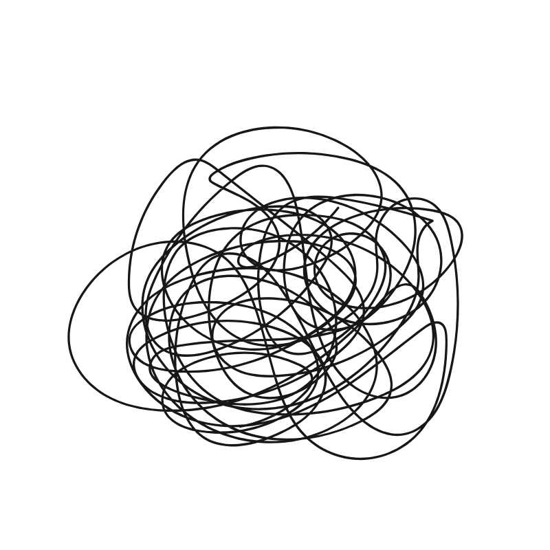 A black tangled scribble on a white background.