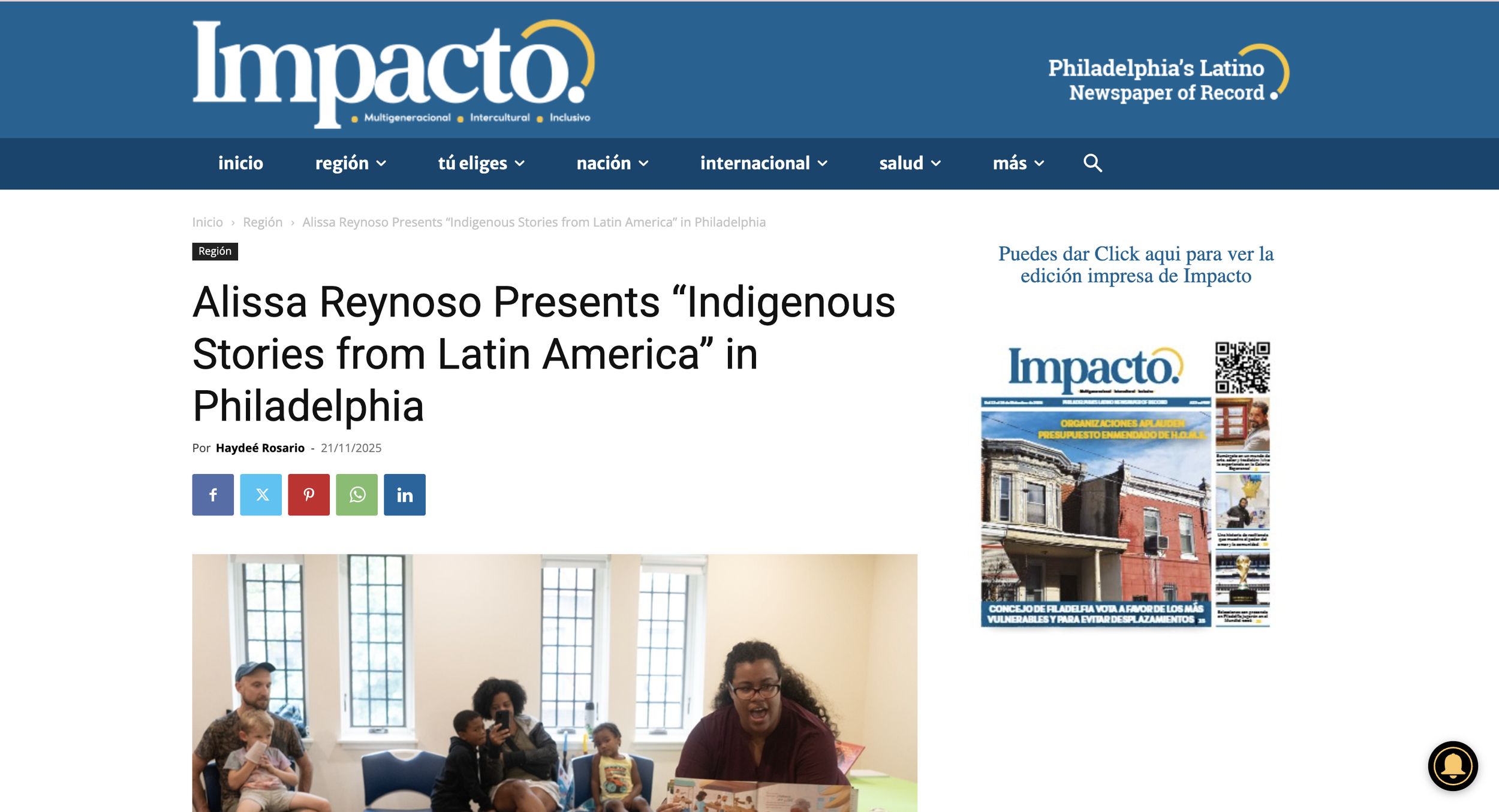 IMPACTO MEDIA - Alissa Reynoso Presents “Indigenous Stories from Latin America” in Philadelphia