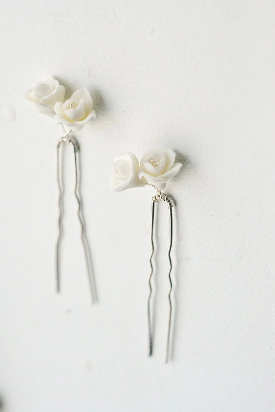 Elegant Handcrafted Clay Rose Hairpins