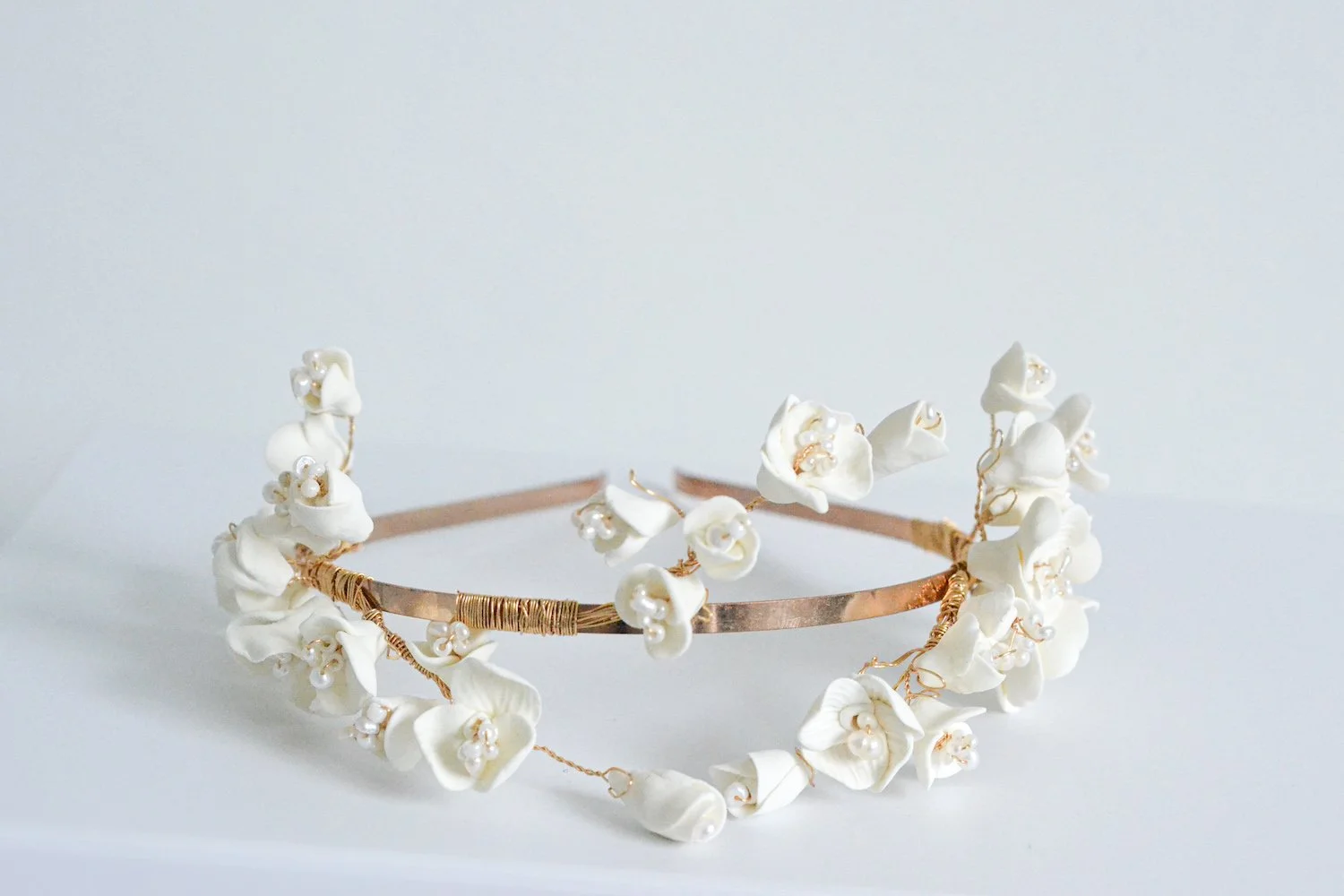 Handcrafted Floral Pearl Bridal Headband