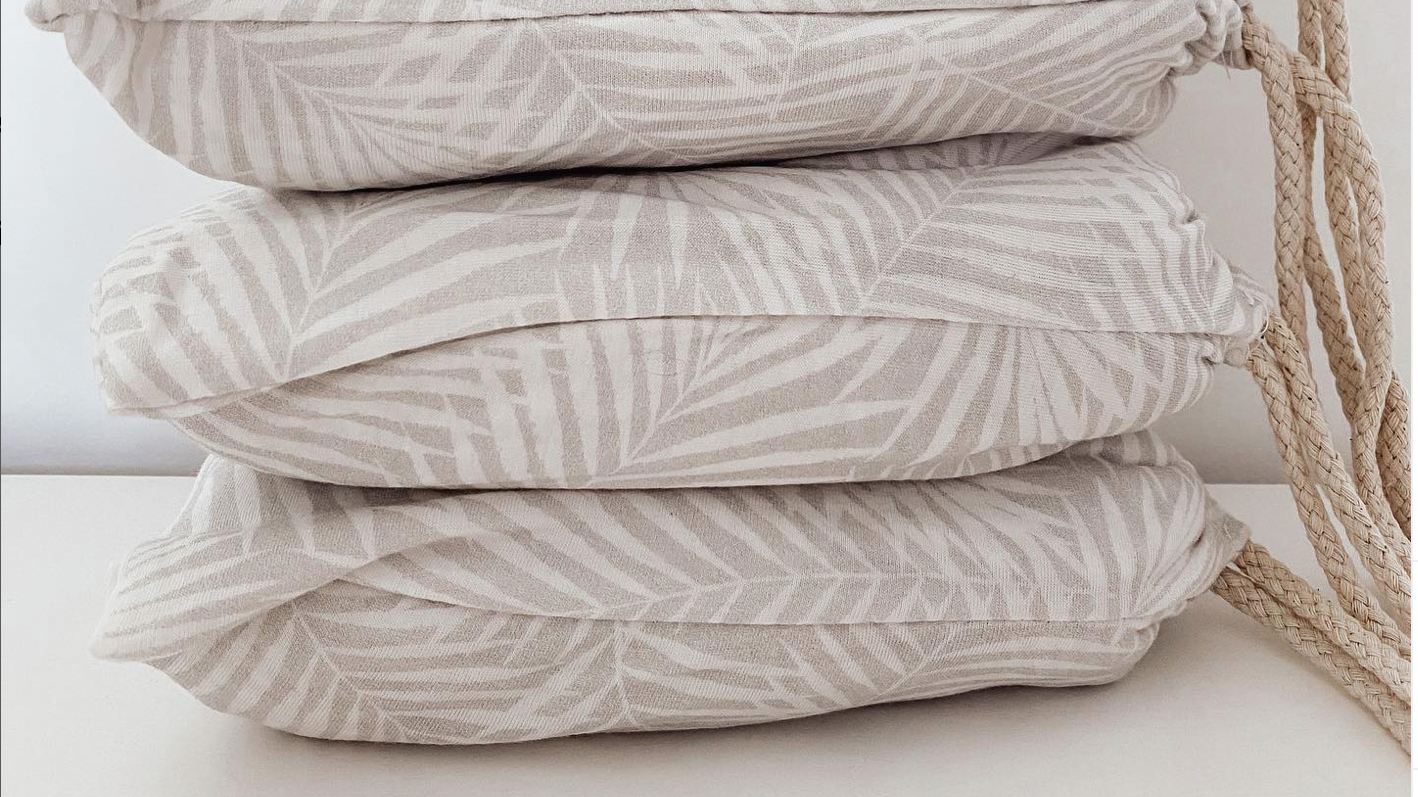 Neutral coloured palm leaf patterned sheet sets