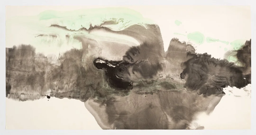 Ink and watercolor on paper, size: 27.5in x 54in